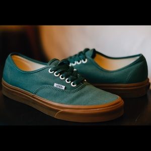 Limited Edition Green Vans Brown Bottom Shoes